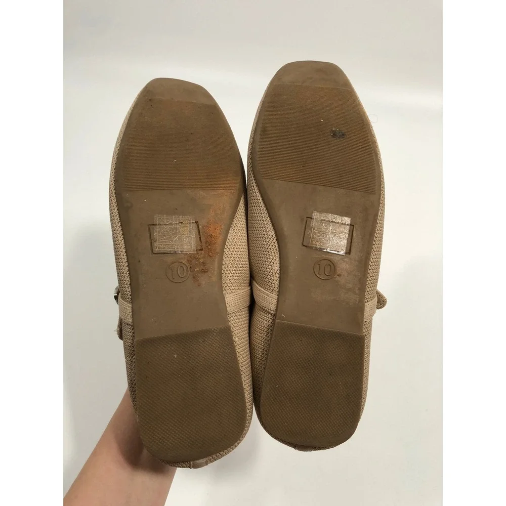 Womens Mary Jane Ballet Flats 10 Beige Neutral 90s Minimalist Capsule Office